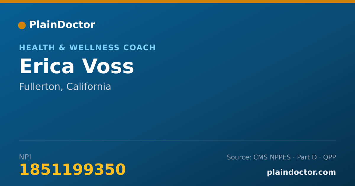 Shareable card for Erica Voss - Health & Wellness Coach, Fullerton, CA