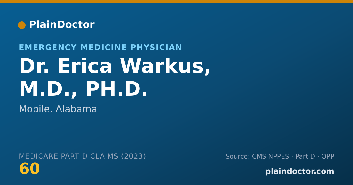 Shareable card for Erica Warkus, M.D., PH.D. - Emergency Medicine Physician, Mobile, AL