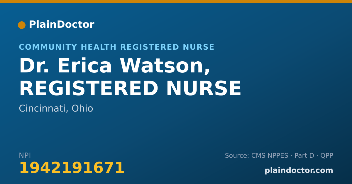 Shareable card for Erica Watson, REGISTERED NURSE - Community Health Registered Nurse, Cincinnati, OH