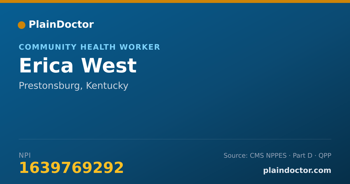 Shareable card for Erica West - Community Health Worker, Prestonsburg, KY