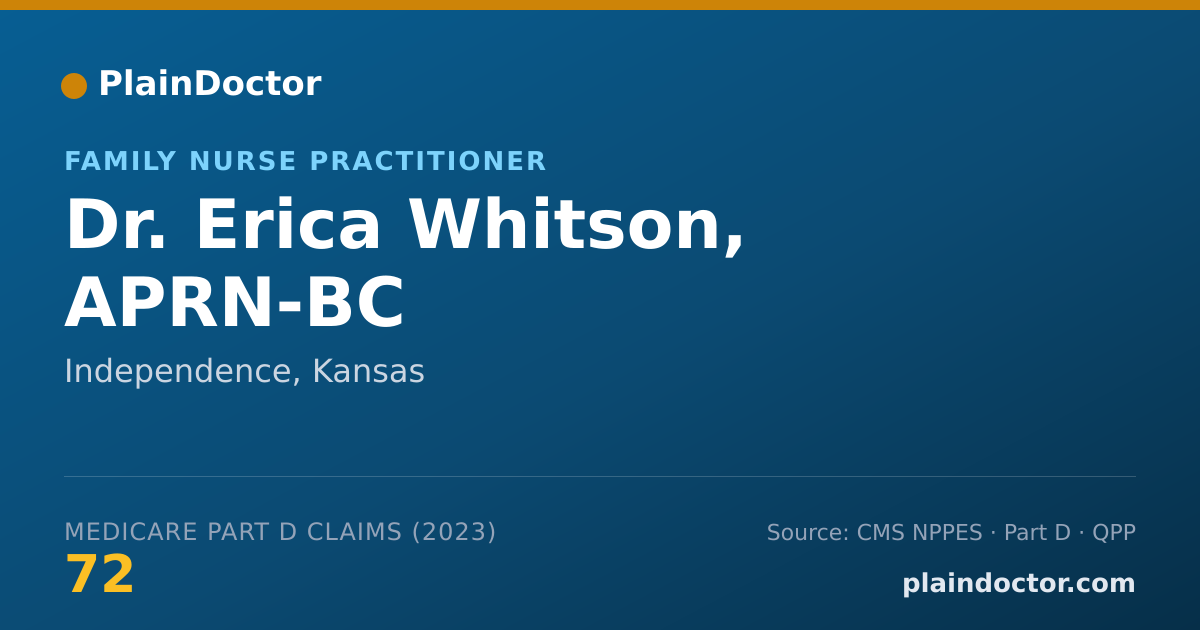 Shareable card for Erica Whitson, APRN-BC - Family Nurse Practitioner, Independence, KS