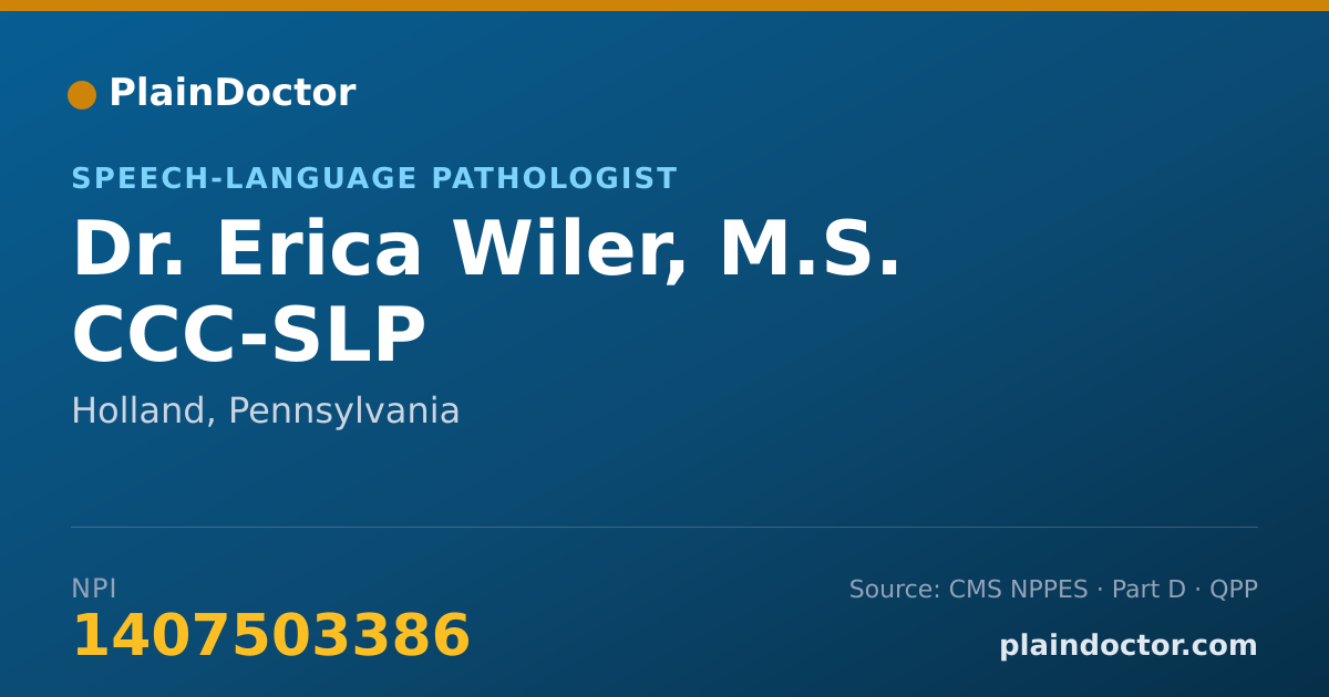 Shareable card for Erica Wiler, M.S. CCC-SLP - Speech-Language Pathologist, Holland, PA