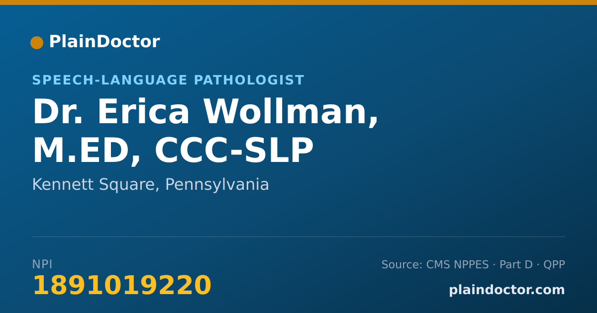 Shareable card for Erica Wollman, M.ED, CCC-SLP - Speech-Language Pathologist, Kennett Square, PA