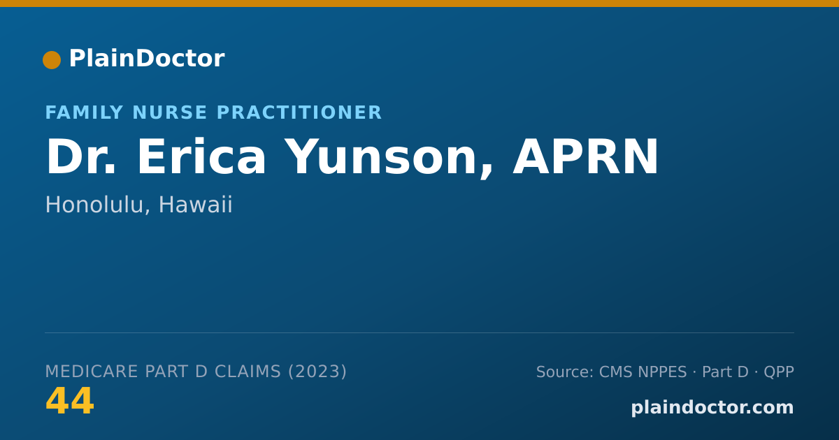 Shareable card for Erica Yunson, APRN - Family Nurse Practitioner, Honolulu, HI