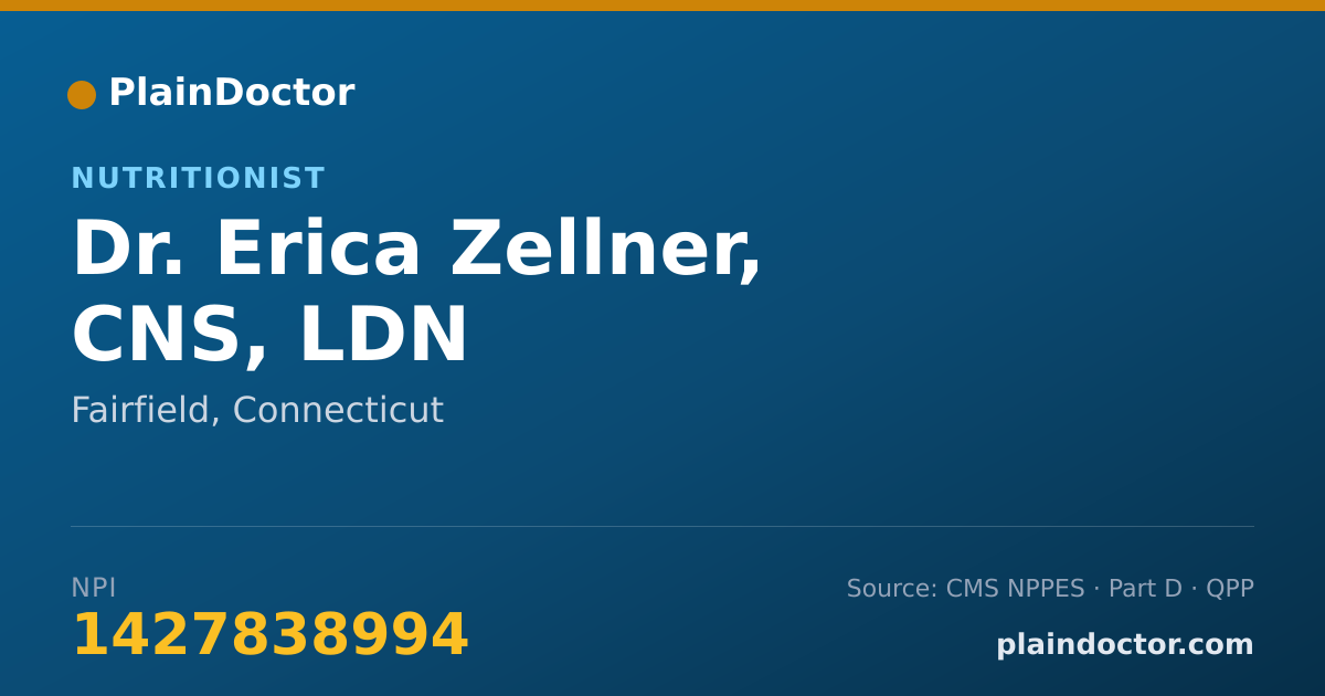 Shareable card for Erica Zellner, CNS, LDN - Nutritionist, Fairfield, CT