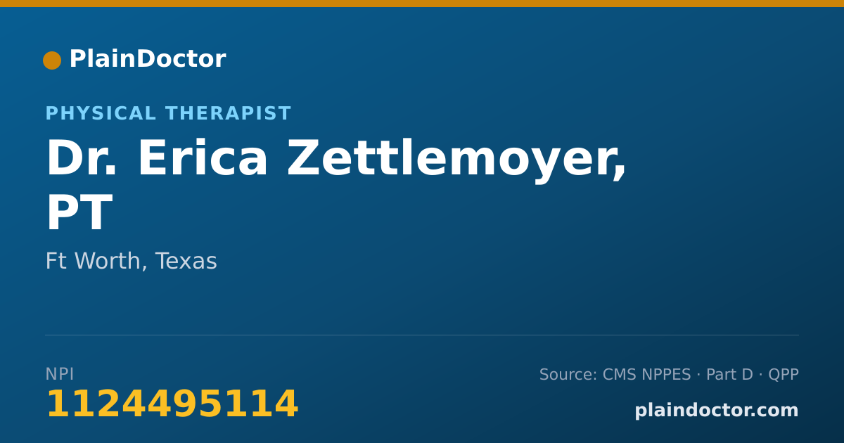 Shareable card for Erica Zettlemoyer, PT - Physical Therapist, Ft Worth, TX