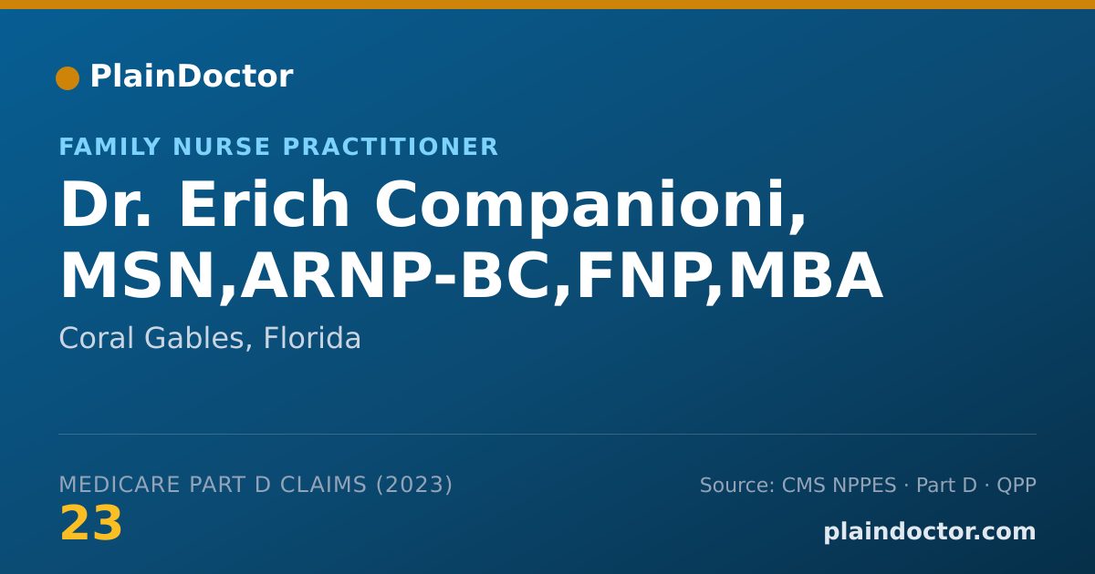 Shareable card for Erich Companioni, MSN,ARNP-BC,FNP,MBA - Family Nurse Practitioner, Coral Gables, FL