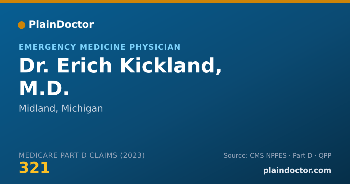 Shareable card for Erich Kickland, M.D. - Emergency Medicine Physician, Midland, MI