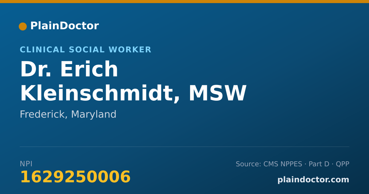 Shareable card for Erich Kleinschmidt, MSW - Clinical Social Worker, Frederick, MD