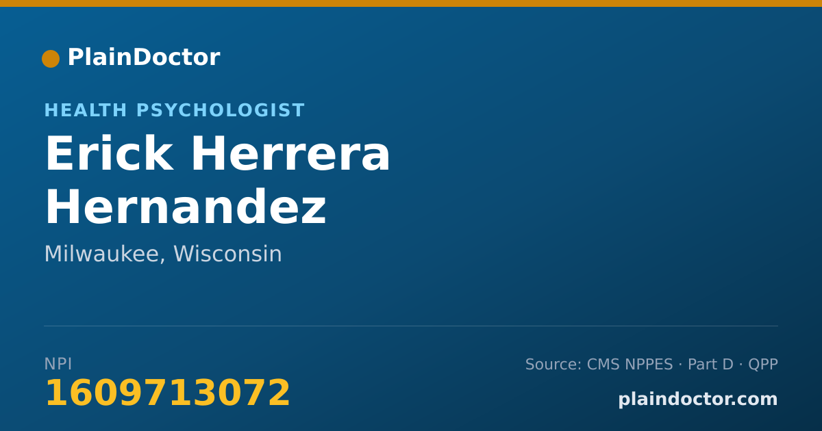 Shareable card for Erick Herrera Hernandez - Health Psychologist, Milwaukee, WI
