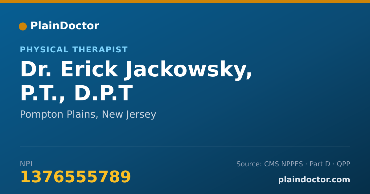 Shareable card for Erick Jackowsky, P.T., D.P.T - Physical Therapist, Pompton Plains, NJ