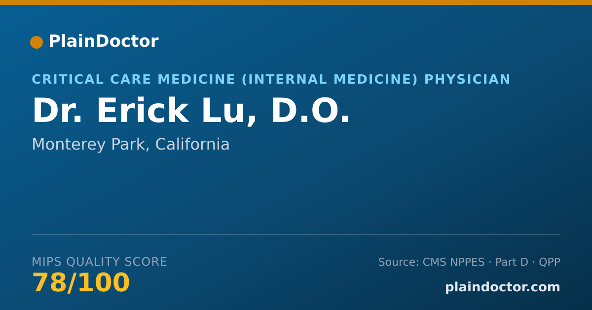Shareable card for Erick Lu, D.O. - Critical Care Medicine (Internal Medicine) Physician, Monterey Park, CA