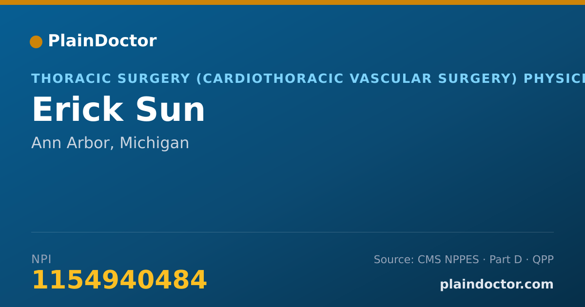Shareable card for Erick Sun - Thoracic Surgery (Cardiothoracic Vascular Surgery) Physician, Ann Arbor, MI
