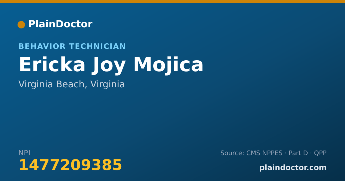 Shareable card for Ericka Joy Mojica - Behavior Technician, Moyock, NC