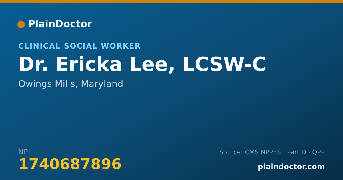 Shareable card for Ericka Lee, LCSW-C - Clinical Social Worker, Owings Mills, MD