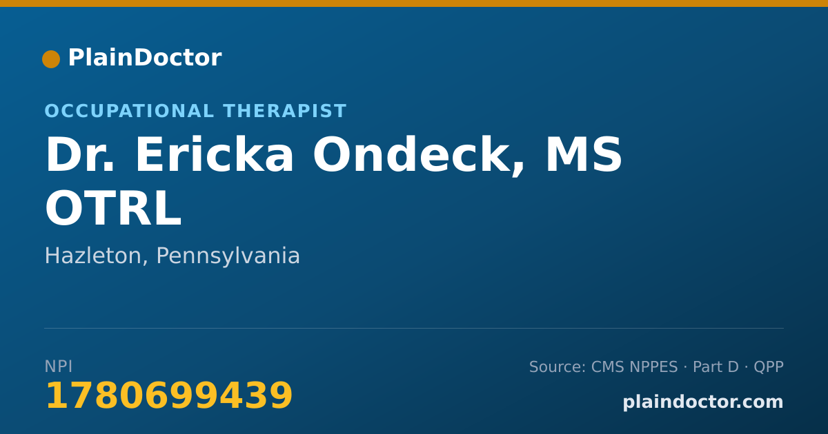 Shareable card for Ericka Ondeck, MS OTRL - Occupational Therapist, Hazleton, PA