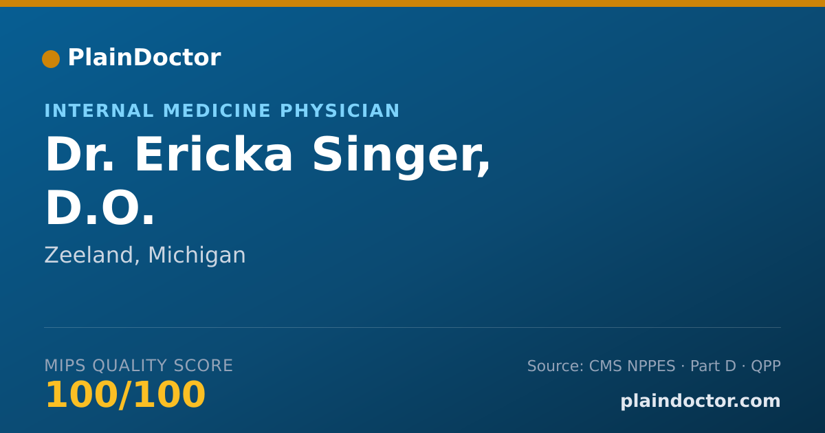 Shareable card for Ericka Singer, D.O. - Internal Medicine Physician, Zeeland, MI