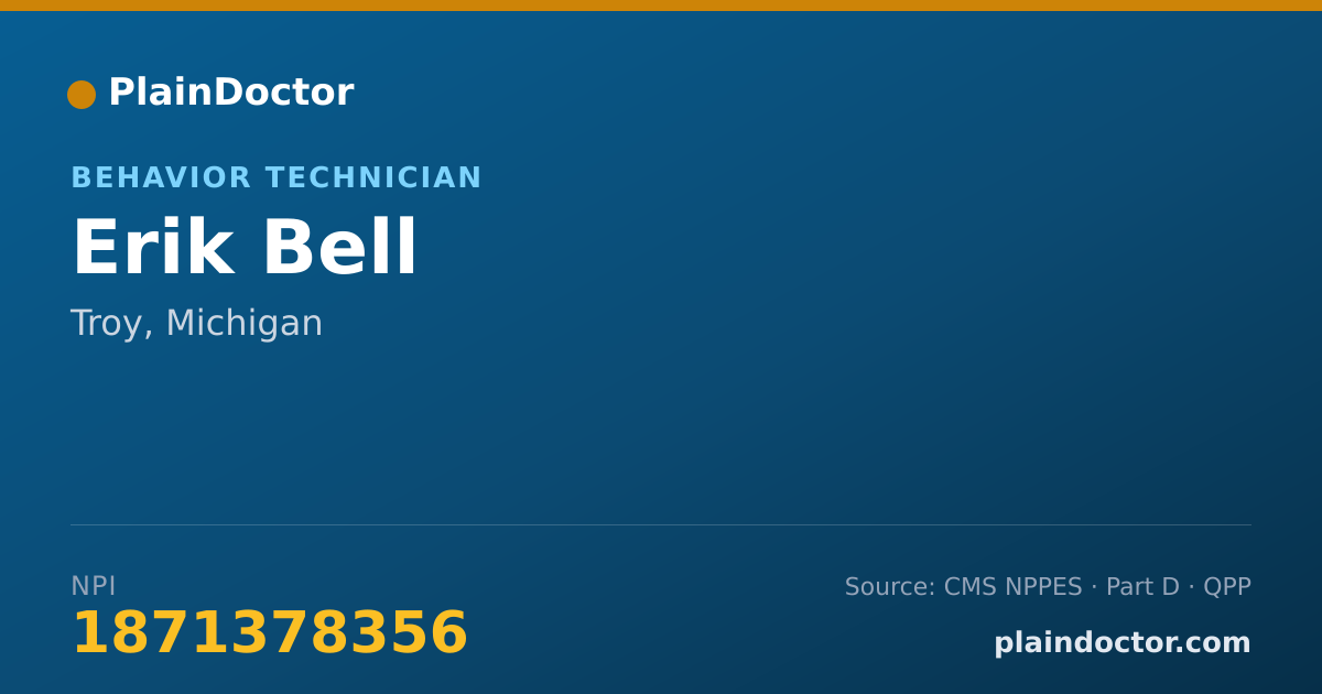 Shareable card for Erik Bell - Behavior Technician, Troy, MI