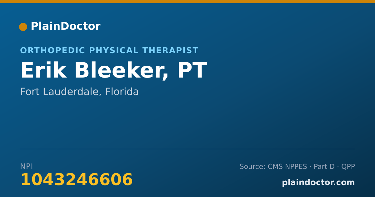 Shareable card for Erik Bleeker, PT - Orthopedic Physical Therapist, Fort Lauderdale, FL