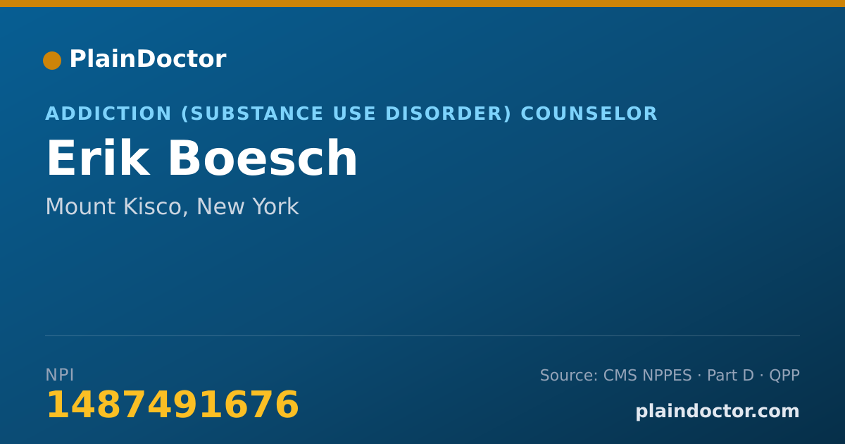 Shareable card for Erik Boesch - Addiction (Substance Use Disorder) Counselor, Mount Kisco, NY