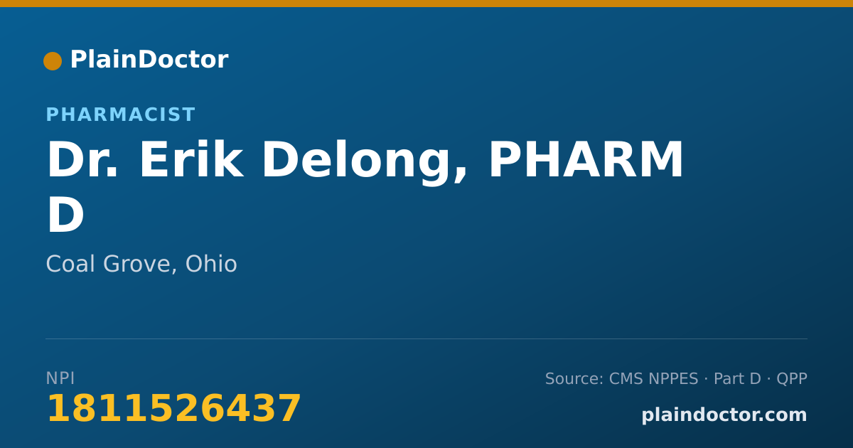 Shareable card for Erik Delong, PHARM D - Pharmacist, Coal Grove, OH