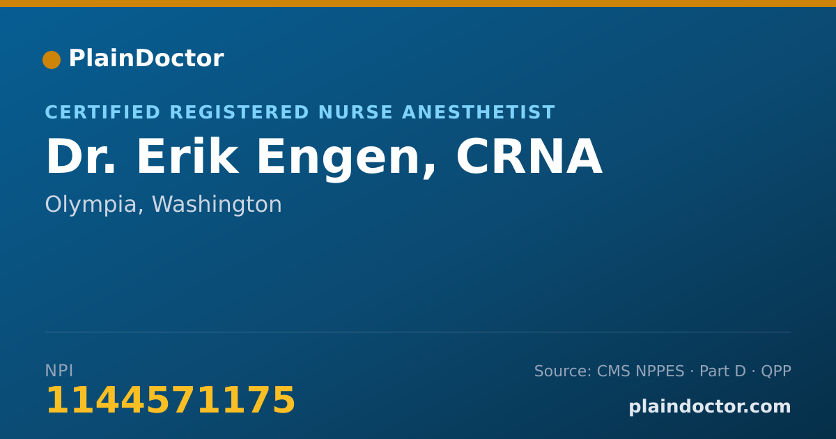 Shareable card for Erik Engen, CRNA - Certified Registered Nurse Anesthetist, Olympia, WA