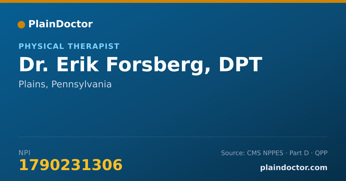 Shareable card for Erik Forsberg, DPT - Physical Therapist, Plains, PA
