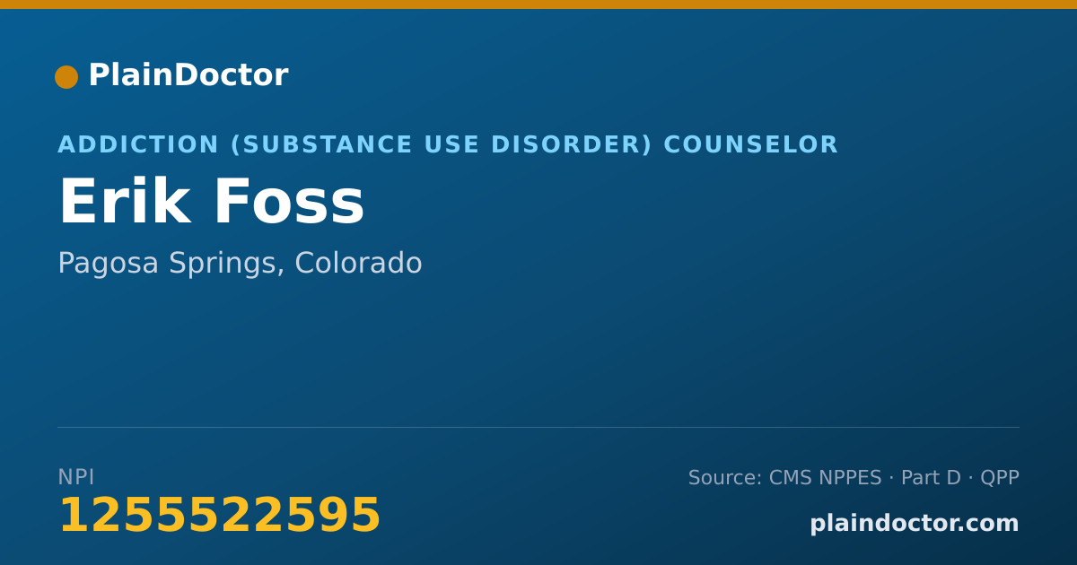 Shareable card for Erik Foss - Addiction (Substance Use Disorder) Counselor, Pagosa Springs, CO