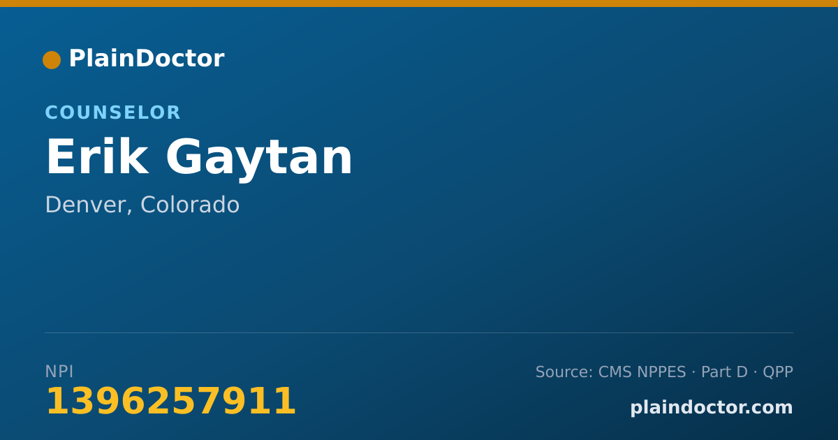 Shareable card for Erik Gaytan - Counselor, Denver, CO