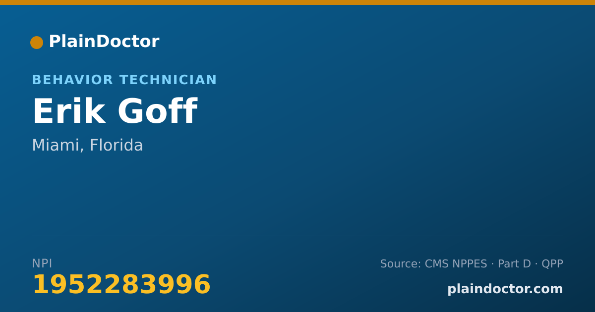 Shareable card for Erik Goff - Behavior Technician, Miami, FL
