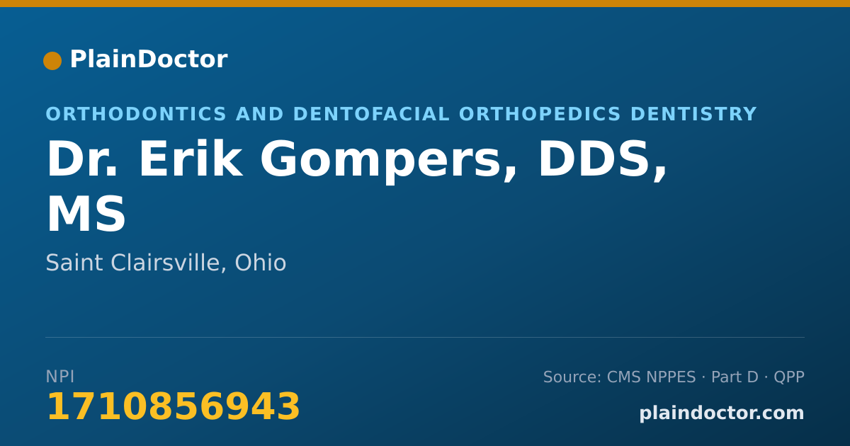 Shareable card for Erik Gompers, DDS, MS - Orthodontics and Dentofacial Orthopedics Dentistry, Saint Clairsville, OH