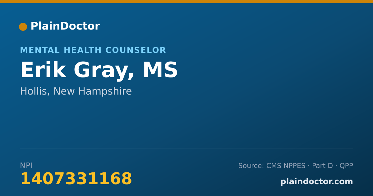 Shareable card for Erik Gray, MS - Mental Health Counselor, Hollis, NH