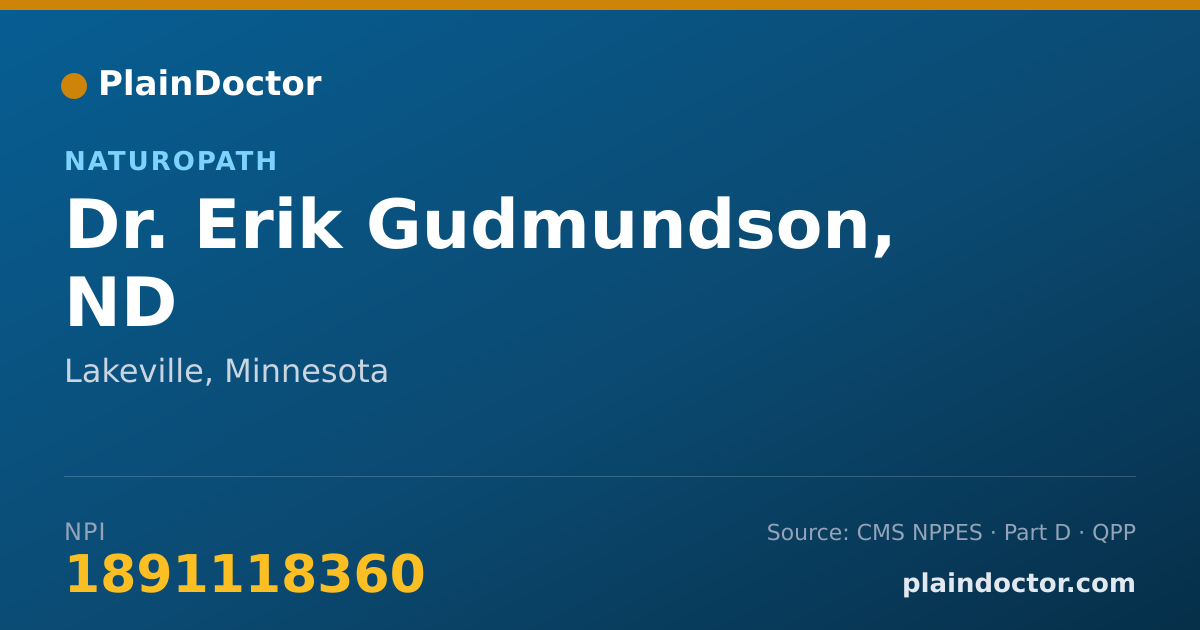 Shareable card for Erik Gudmundson, ND - Naturopath, Lakeville, MN