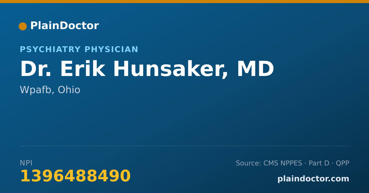 Shareable card for Erik Hunsaker, MD - Psychiatry Physician, Wpafb, OH
