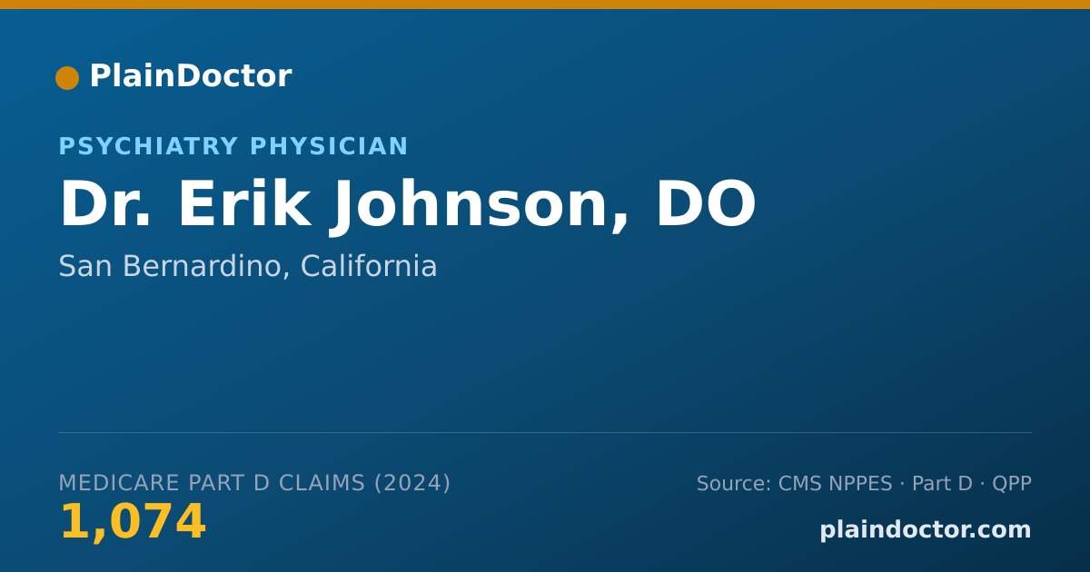 Shareable card for Erik Johnson, DO - Psychiatry Physician, San Bernardino, CA