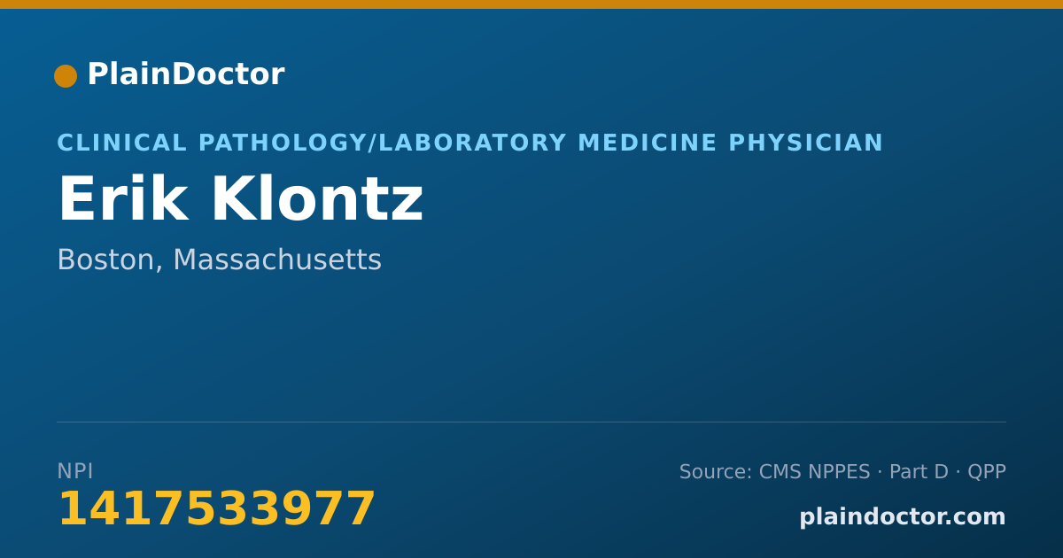 Shareable card for Erik Klontz - Clinical Pathology/Laboratory Medicine Physician, Boston, MA