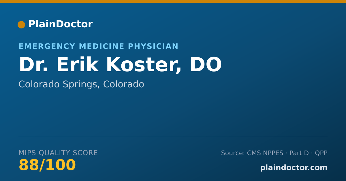 Shareable card for Erik Koster, DO - Emergency Medicine Physician, Colorado Springs, CO