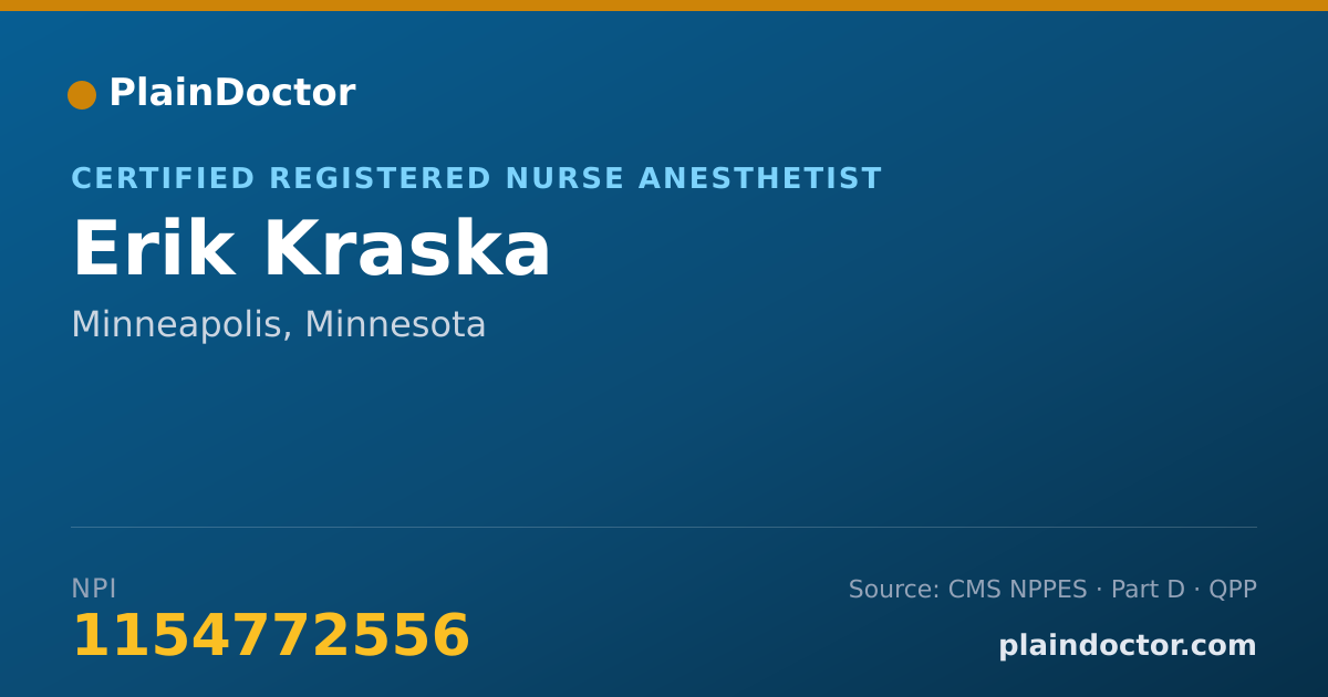Shareable card for Erik Kraska - Certified Registered Nurse Anesthetist, Minneapolis, MN
