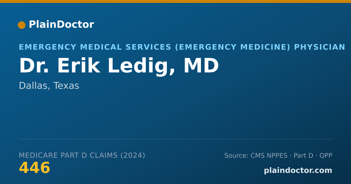 Shareable card for Erik Ledig, MD - Emergency Medical Services (Emergency Medicine) Physician, Dallas, TX