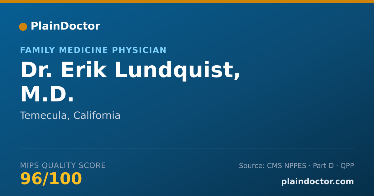 Shareable card for Erik Lundquist, M.D. - Family Medicine Physician, Temecula, CA