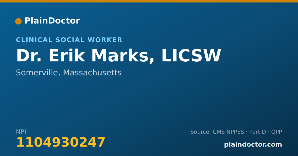 Shareable card for Erik Marks, LICSW - Clinical Social Worker, Somerville, MA
