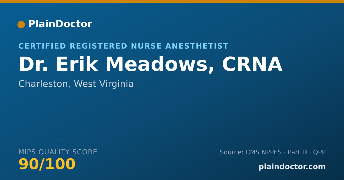 Shareable card for Erik Meadows, CRNA - Certified Registered Nurse Anesthetist, Charleston, WV