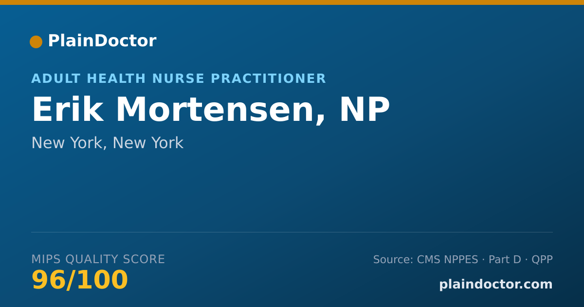 Shareable card for Erik Mortensen, NP - Adult Health Nurse Practitioner, New York, NY