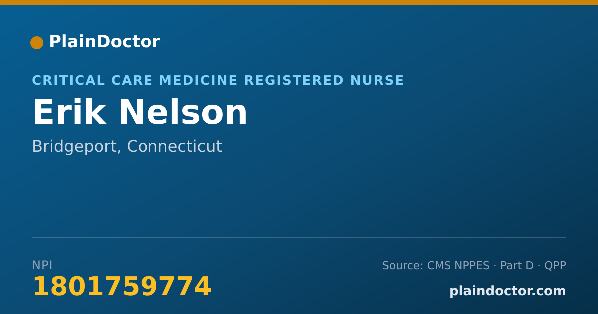 Shareable card for Erik Nelson - Critical Care Medicine Registered Nurse, Bridgeport, CT