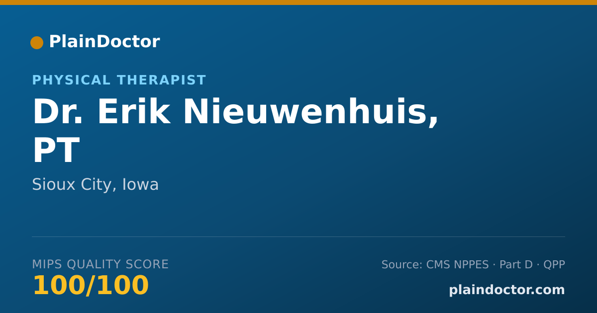 Shareable card for Erik Nieuwenhuis, PT - Physical Therapist, Sioux City, IA