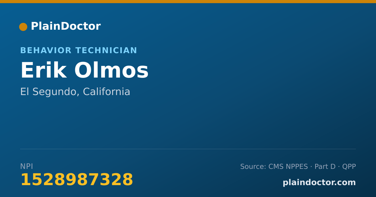 Shareable card for Erik Olmos - Behavior Technician, El Segundo, CA