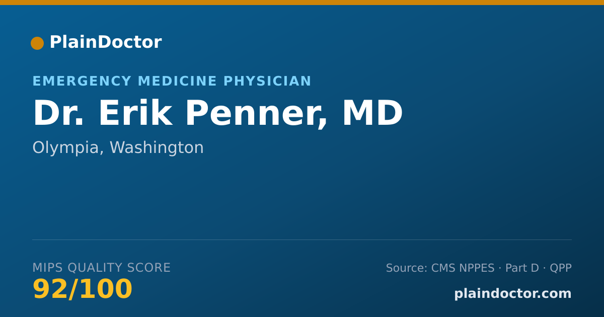 Shareable card for Erik Penner, MD - Emergency Medicine Physician, Olympia, WA