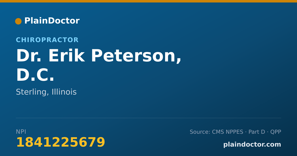 Shareable card for Erik Peterson, D.C. - Chiropractor, Sterling, IL