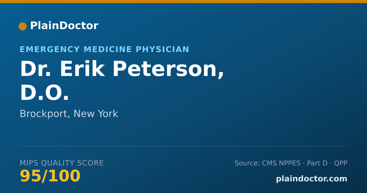 Shareable card for Erik Peterson, D.O. - Emergency Medicine Physician, Brockport, NY