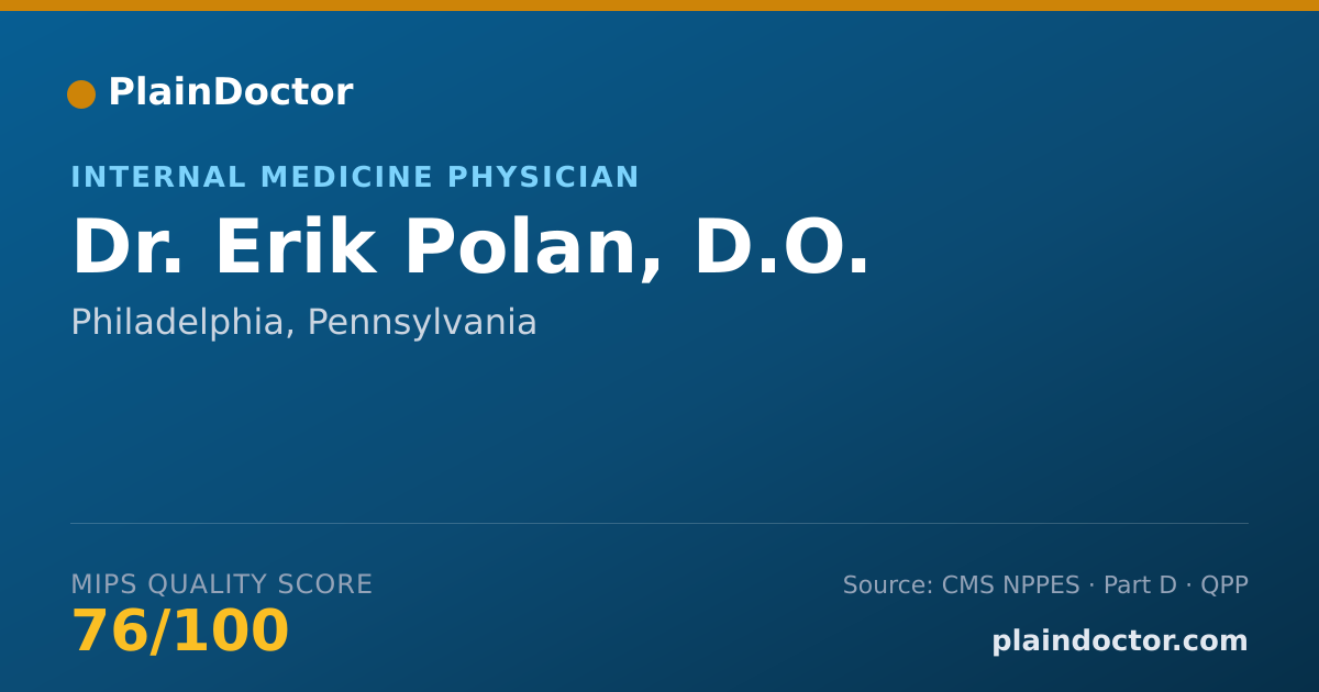 Shareable card for Erik Polan, D.O. - Internal Medicine Physician, Philadelphia, PA
